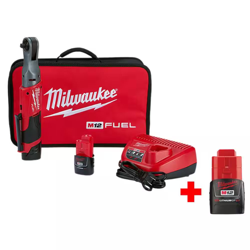 M12 FUEL 12V Lithium-Ion Brushless Cordless 3/8 In. Ratchet Kit with M12 2.0Ah Battery