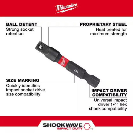 SHOCKWAVE Impact Duty 1/4 In. X 1/4 In. Alloy Steel Square Socket Adapter