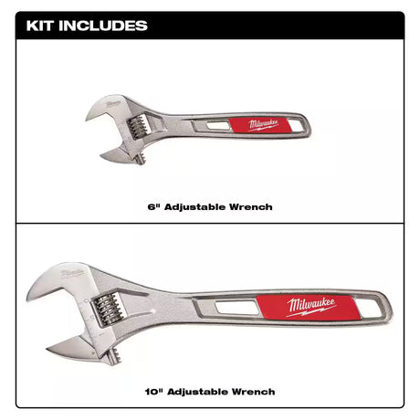 6 In. and 10 In. Adjustable Wrench with 1.25 In. Basin Wrench (3-Piece)