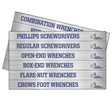 Set of 48 Plain Blue on Brushed Silver Magnetic Toolbox Labels Magnetic Accessory GMLB111