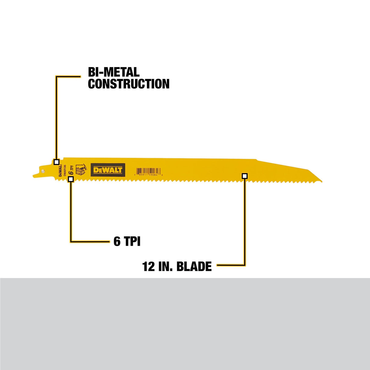 Bi-metal 12-in 6 Tpi Demolition Reciprocating Saw Blade DWAR106N25