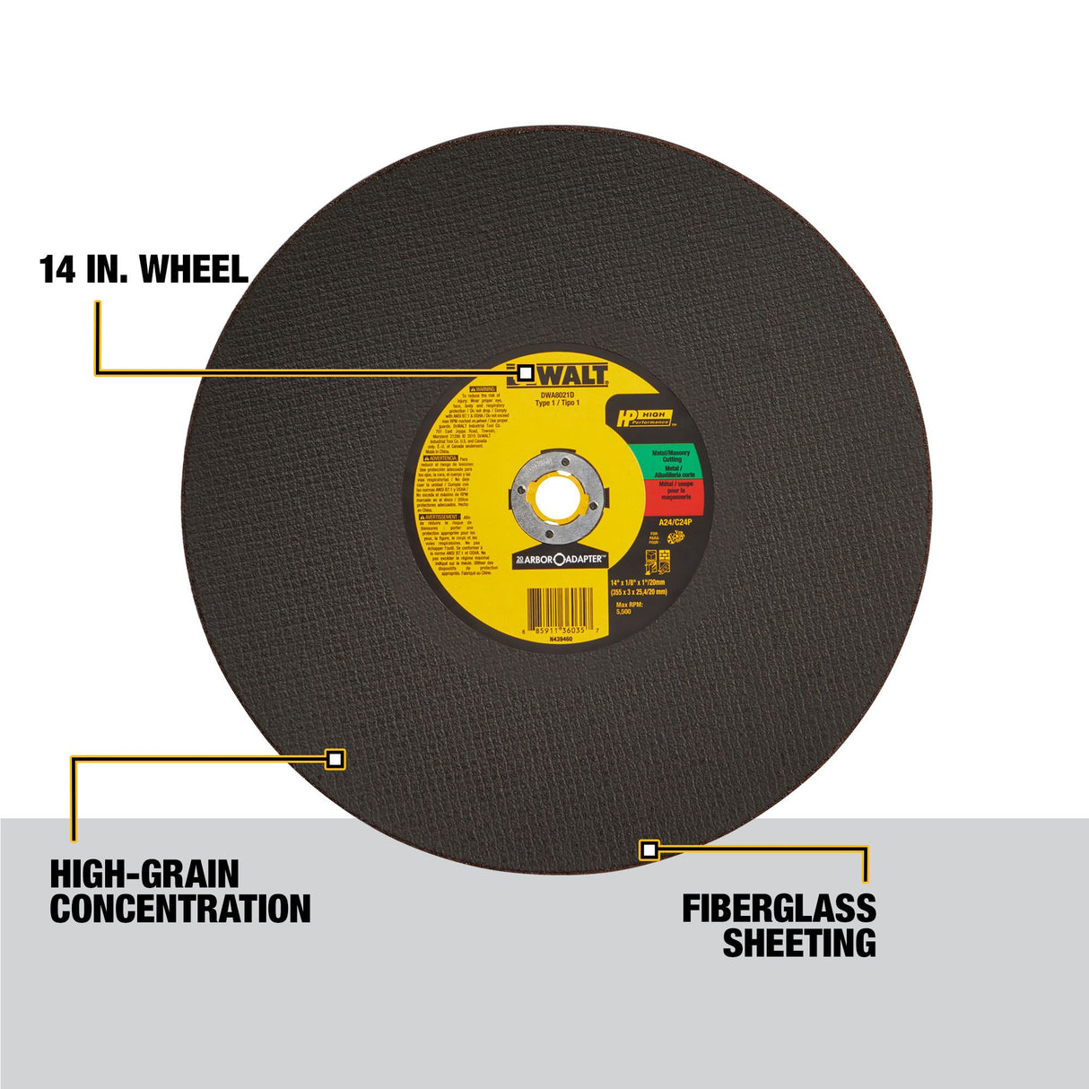 Aluminum Oxide 14-in Cutting Wheel Accessory DWA8021D