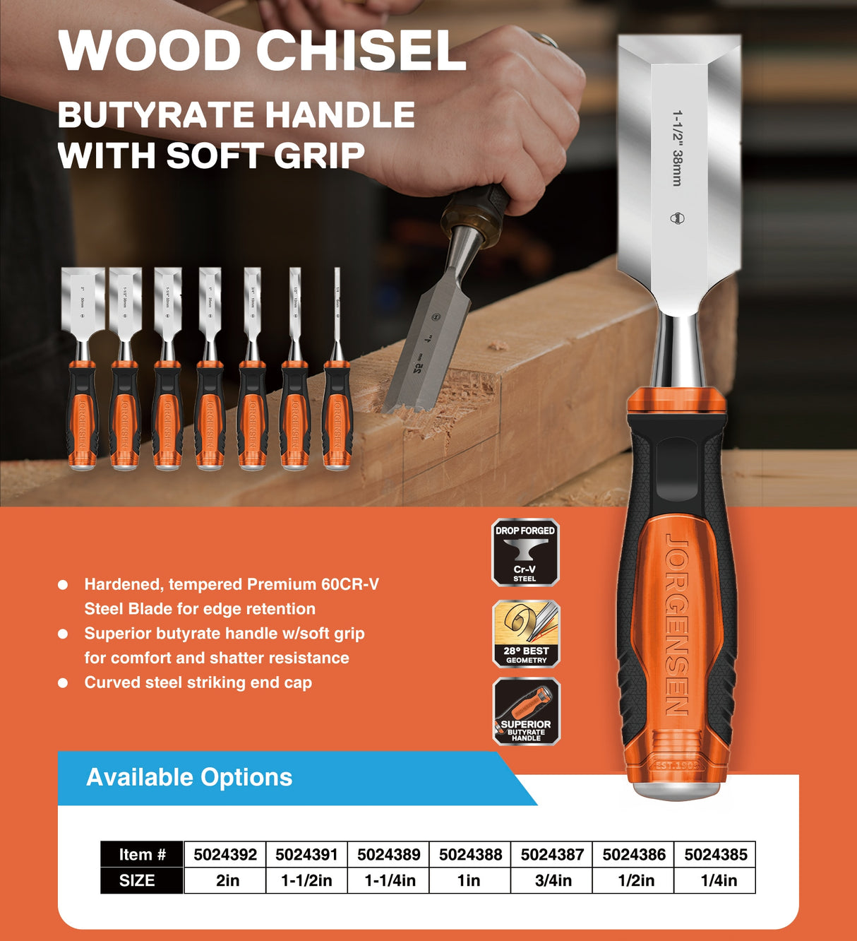 1.5-in Woodworking Chisel 70407