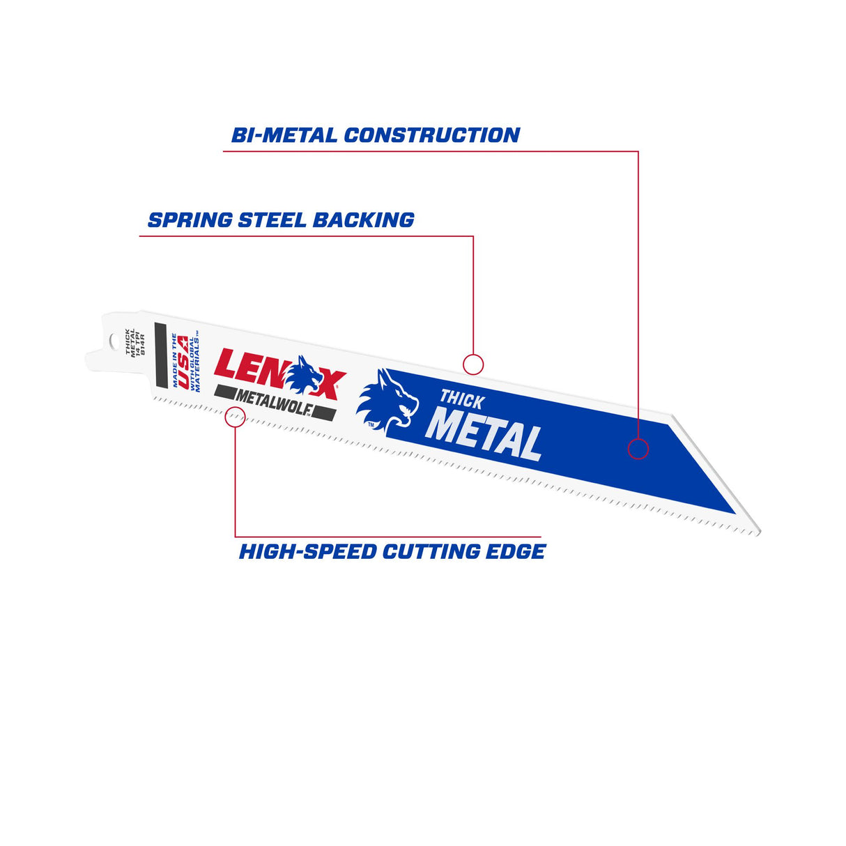 METALWOLF Bi-metal 12-in 18 Tpi Metal Cutting Reciprocating Saw Blade (5-Pack) LEN-ES2019012118R