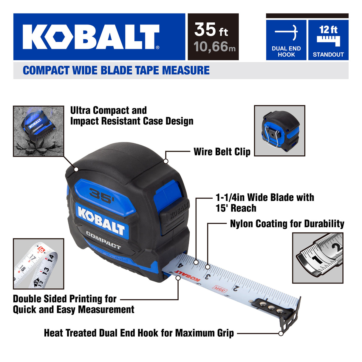 compact wide blade 35-ft Tape Measure KB97335