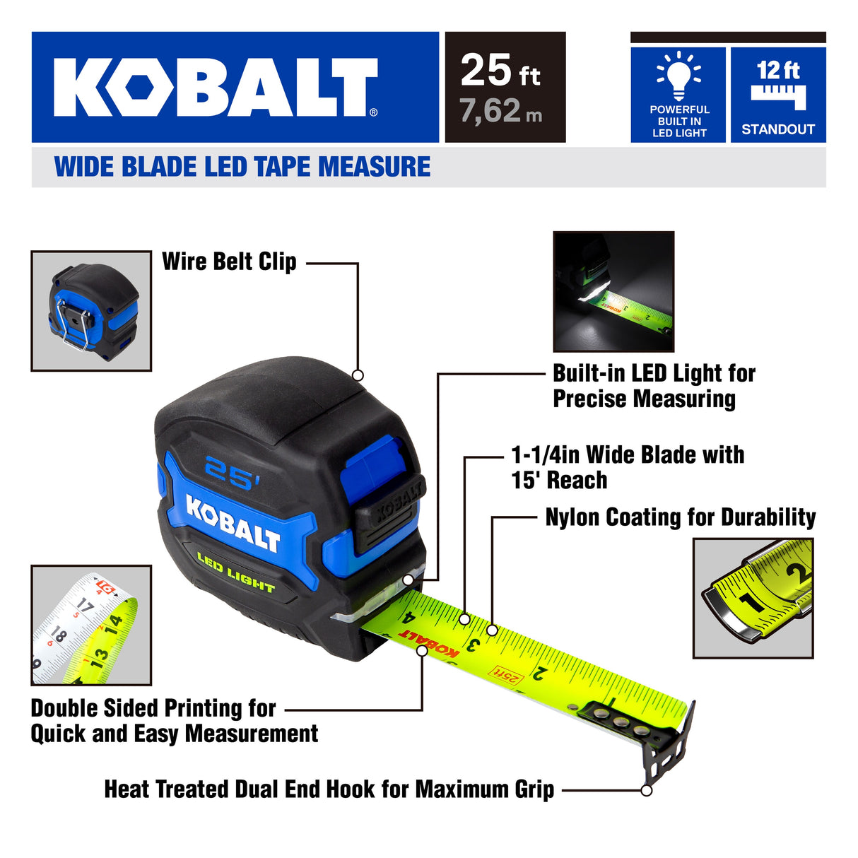 LED 25-ft Tape Measure KBLED32