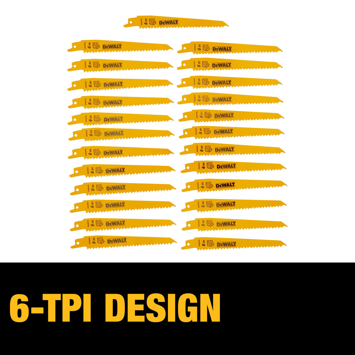 Bi-metal 6-in 6-TPI Wood Cutting Reciprocating Saw Blade DW4802N25