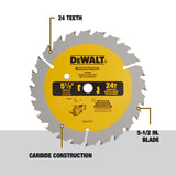 5-1/2-in 24-Tooth Rough Finish Carbide Circular Saw Blade DW9066