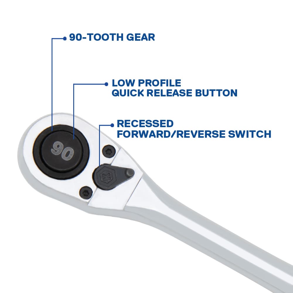 90-Tooth 3/8-in Drive Full Polish Handle Ratchet 81697