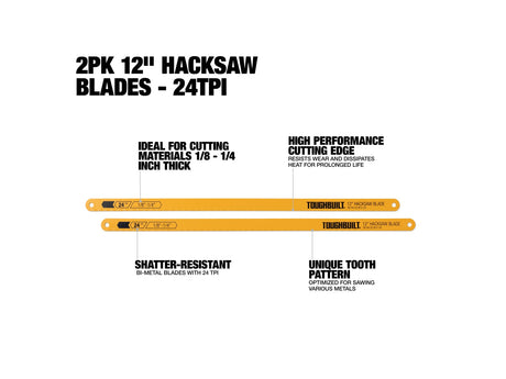 12-in Bi-metal Medium Cut Hacksaw Blade Set TB-H4S2-22-B12-2