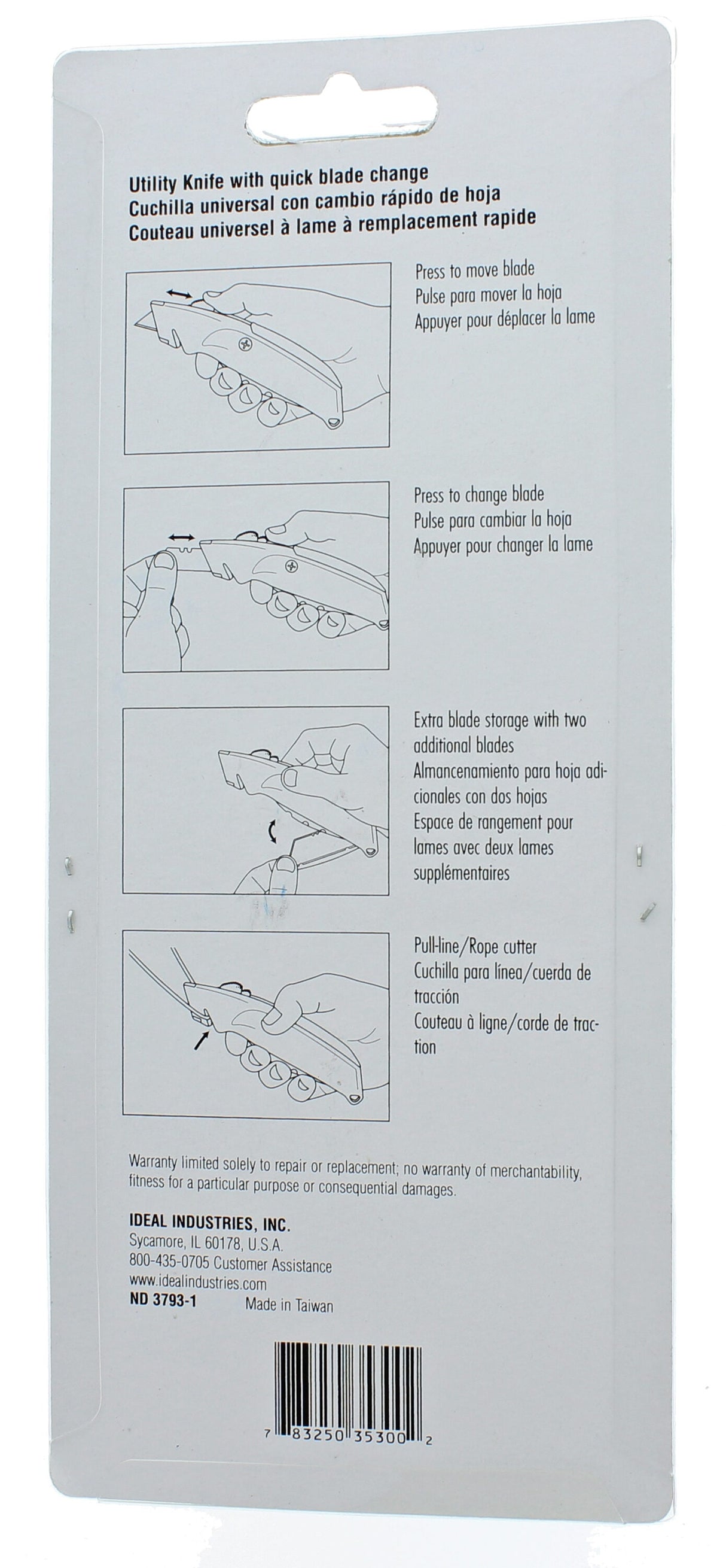 3/4-in 4-Blade Retractable Utility Knife with On Tool Blade Storage 35-300