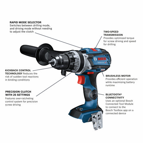 Connected ready 1/2-in Keyless Brushless Cordless Drill GSR18V-975C