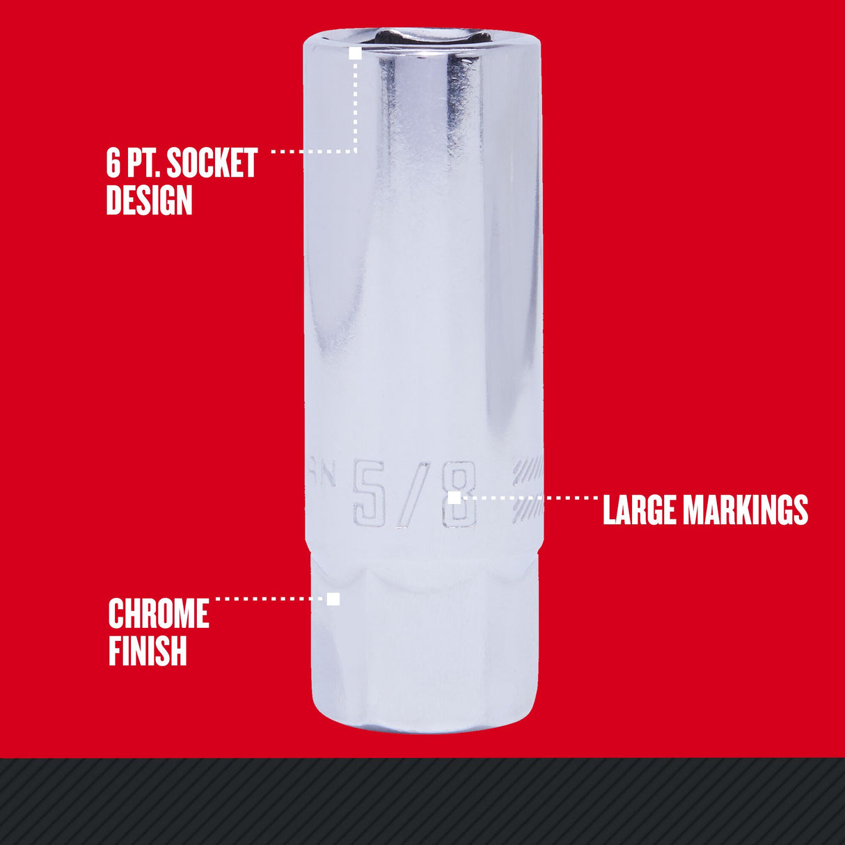 3/8-in Drive Standard (SAE) 5/8-in Spark Plug Socket CMMT43324