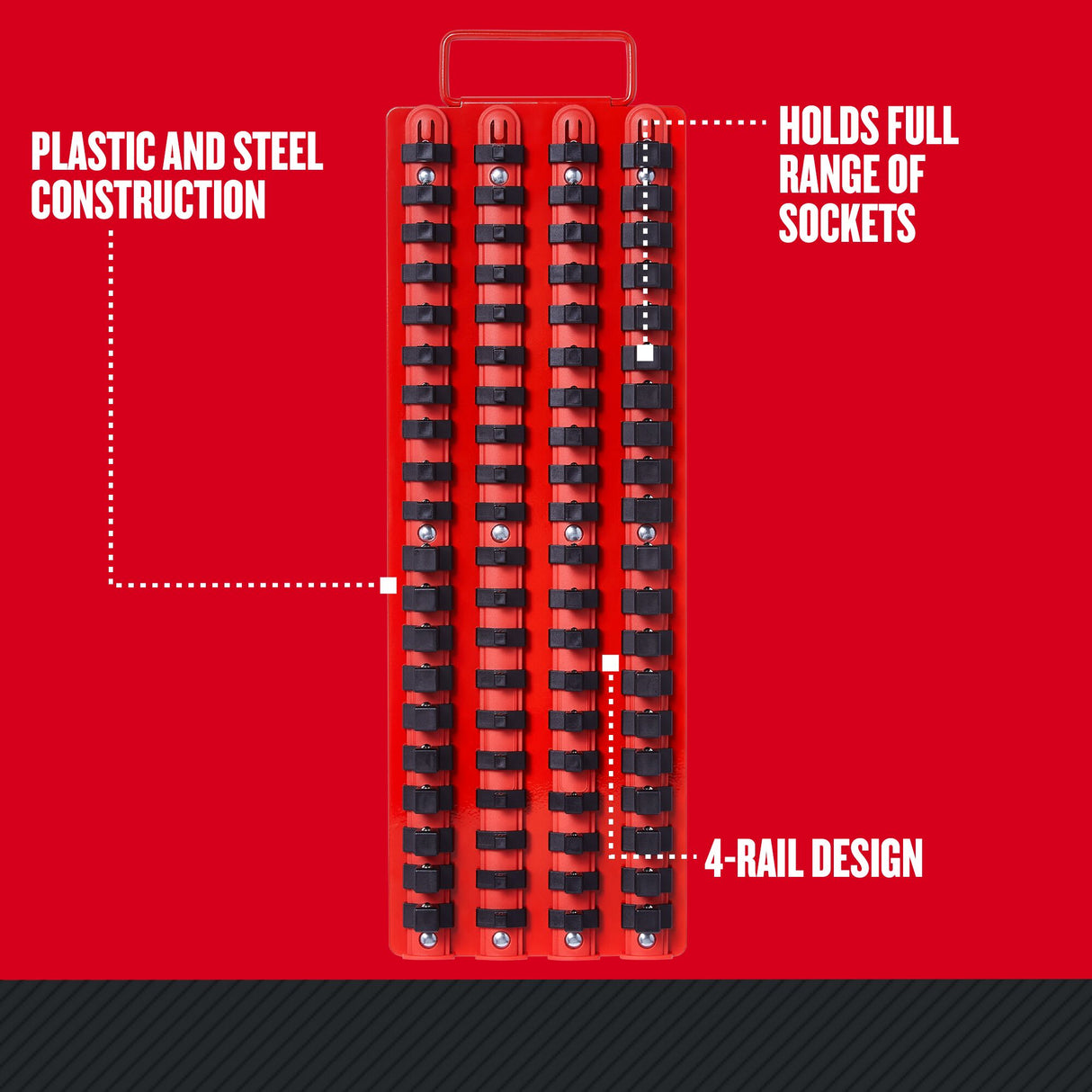 Plastic and Steel Socket Storage 4-rail Socket Holder CMMT99419