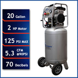 20-Gallon Portable Electric 125 PSI Vertical Quiet Air Compressor 20020