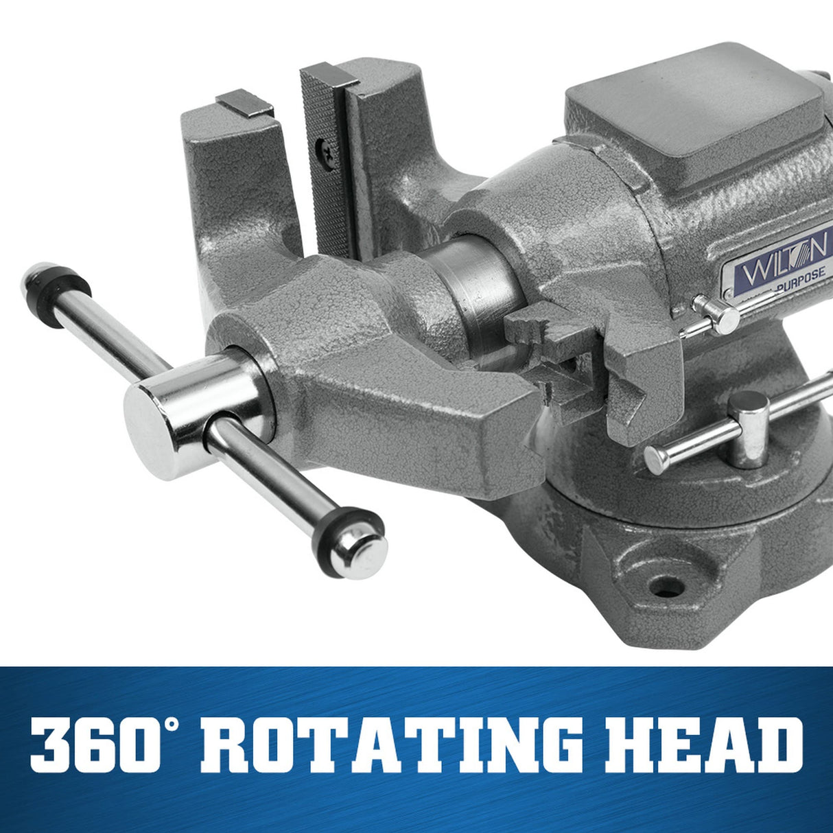 Bench Vise, 4-1/2-in Jaw Width, 4-in Jaw Opening, 2-in Throat Depth, Gray Finish, Rotating Head, Indexed at 30 Increments 28844