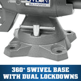 6-1/2-in Bench Vise, 6-in Jaw Opening, 3.025-in Throat Depth, Cast Iron Construction, Gray Finish 28845