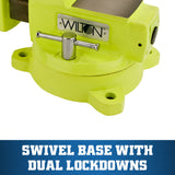 5-in Bench Vise, 5-1/4-in Jaw Opening, 3.075-in Throat Depth, Green Color, OSHA Compliant 63187