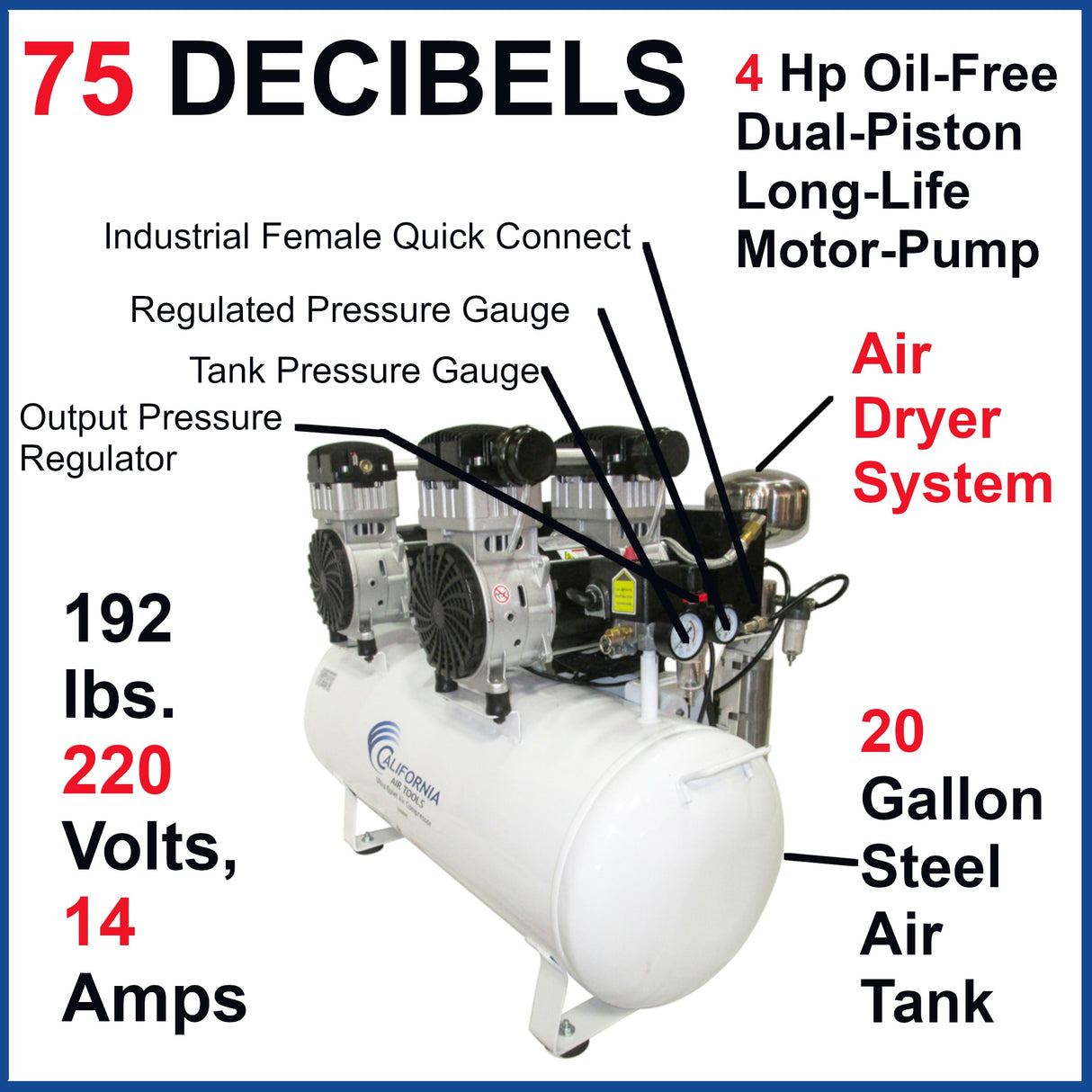 20-Gallon Electric 130 PSI Horizontal Air Compressor 20040DCAD