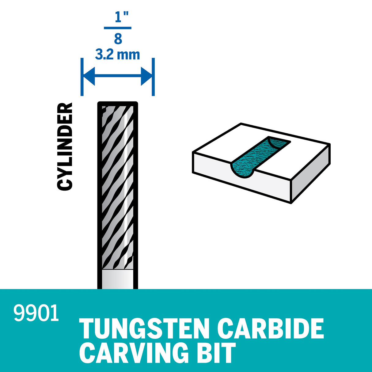 Tungsten Carbide 1/8-in Cutting Bit Accessory 9901-03