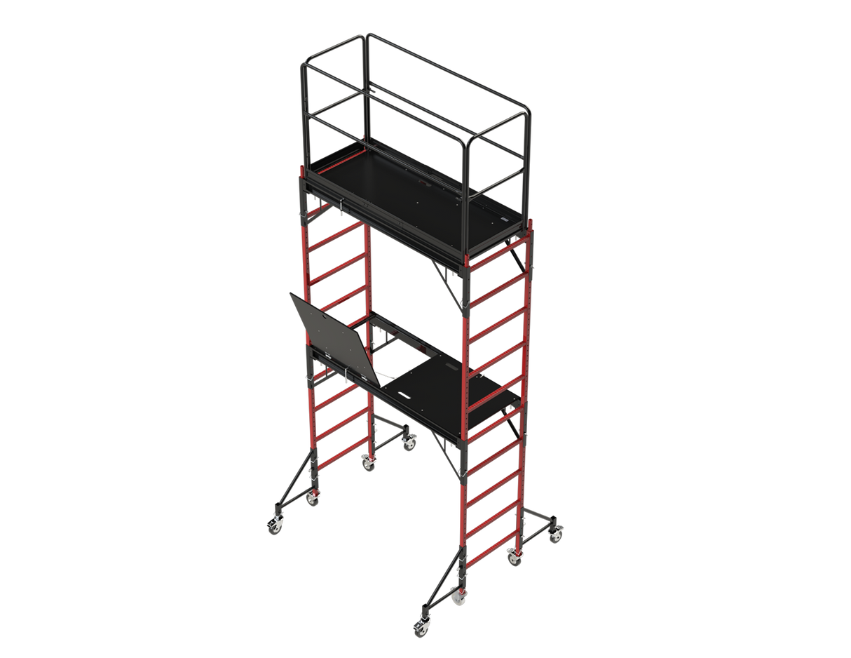 Steel 15.42-ft H x 6.1-ft L Multi-Purpose 2-Tier Baker Style Scaffold 1100-lb MPISUSD+BFL