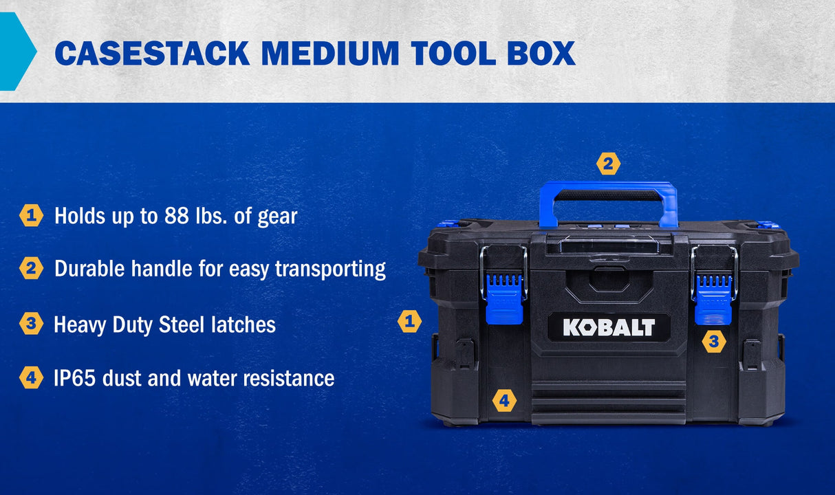 CaseStack 21.25-in W x 11-in H x 14-in D Black Plastic Tool Box KCS-MTBOX1-03