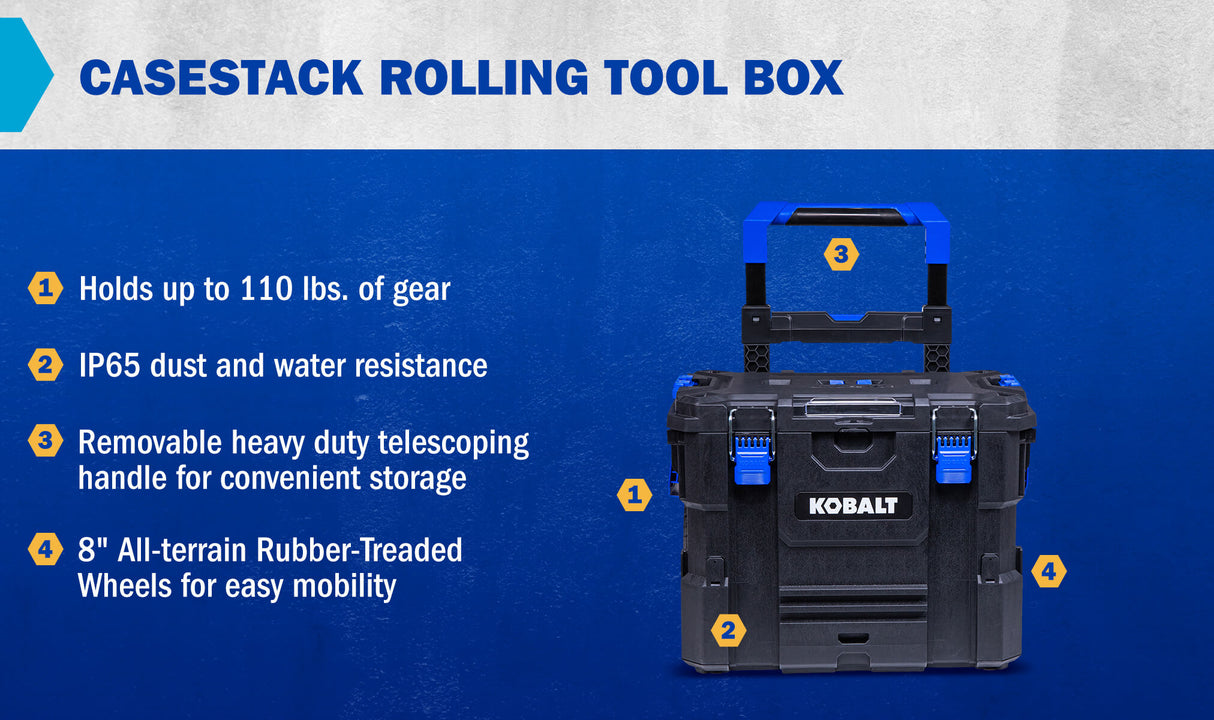 CASESTACK 21.5-in W x 26.7-in H x 17.2-in D Black Plastic Rolling Tool Box KCS-RTBOX1-03