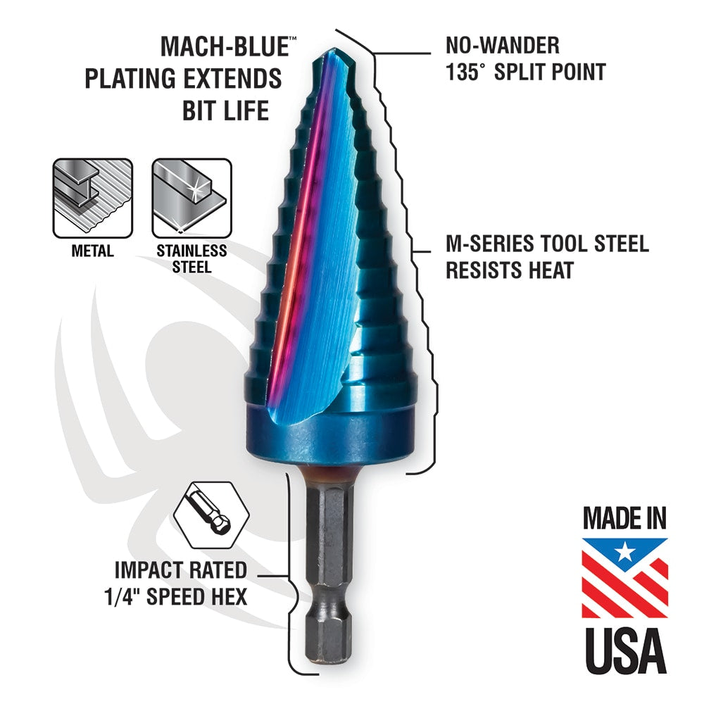 Mach-Blue 1/4-in 10-Step Drill Bit (1/4-in to 1-3/8-in) 19024