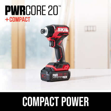 PWR CORE Compact 20-volt 1/4-in Brushless Cordless Impact Driver (1-Battery Included, Charger Included) ID6739B-10