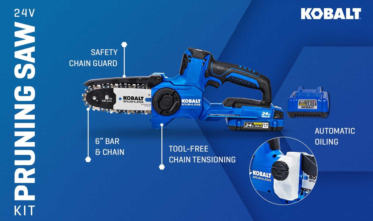 24-volt 6-in Brushless Battery 2 Ah Chainsaw (Battery and Charger Included) KMCS 1024A-03