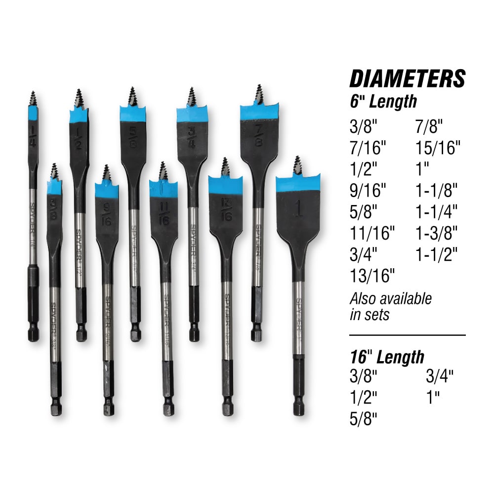 6-Piece x 6-in Woodboring Spade Drill Bit Set 11002