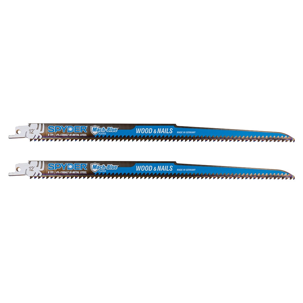 Mach-Blue Bi-metal 12-in 6-TPI Wood/Nail Embedded Cutting Demolition Reciprocating Saw Blade (2-Pack) SPY-200323