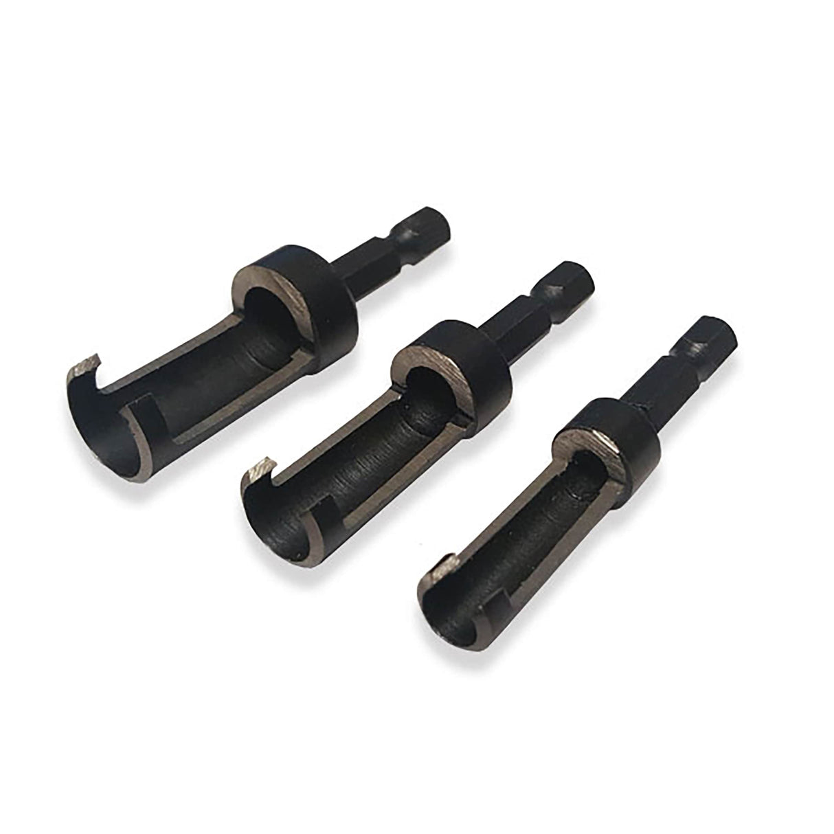 3-Piece Tapered Plug Cutter Set - 1/4-In, 3/8-In, and 1/2-In - Steel Construction - Quick Change Compatible 53400703