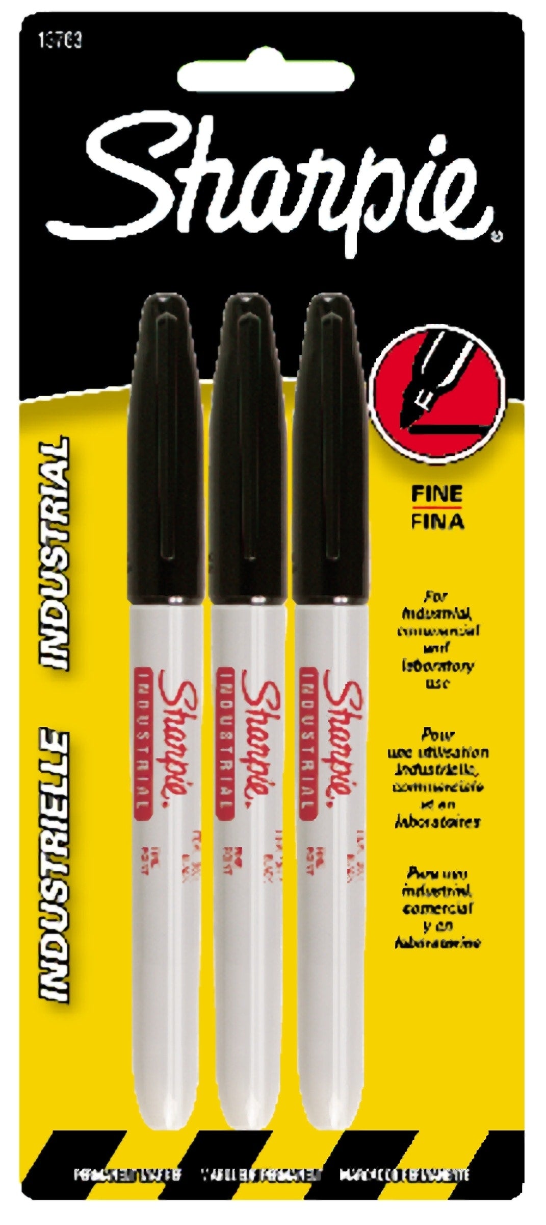 Industrial 3-Pack Fine Point Black Permanent Marker 13763PP