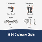 X-Cut S83G 84 Link Replacement Chainsaw Chain For 24-in, 0.05-in Gauge, 3/8-in Pitch 529475084