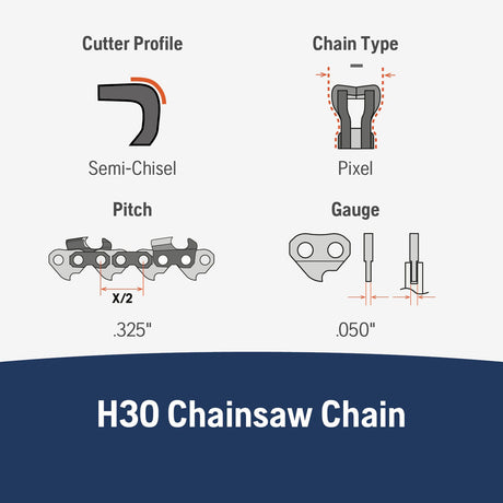 H30 80 Link Replacement Chainsaw Chain For 20-in, 0.05-in Gauge,0.325-in Pitch 531309680