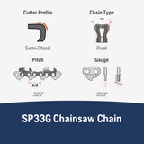 X-Cut SP33G 80 Link Replacement Chainsaw Chain For 20-in, 0.05-in Gauge,0.325-in Pitch 581643604