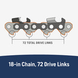 X-Cut SP33G 72 Link Replacement Chainsaw Chain For 18-in, 0.05-in Gauge,0.325-in Pitch 581643603