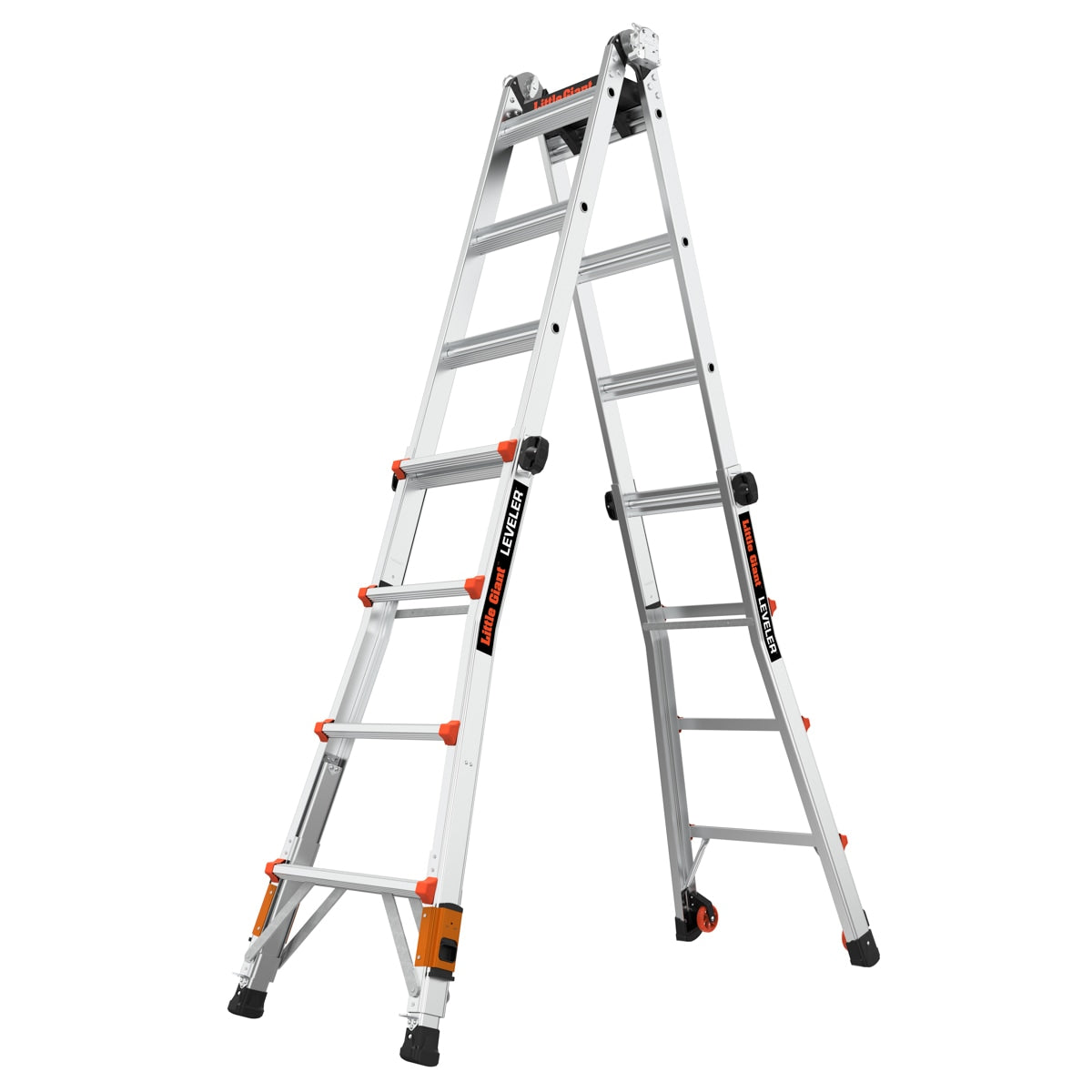 Leveler 2 M17 with Leg Levelers 18-ft Reach Type 1a- 300-lb Load Capacity Telescoping Multi-Position Ladder 16507T-803