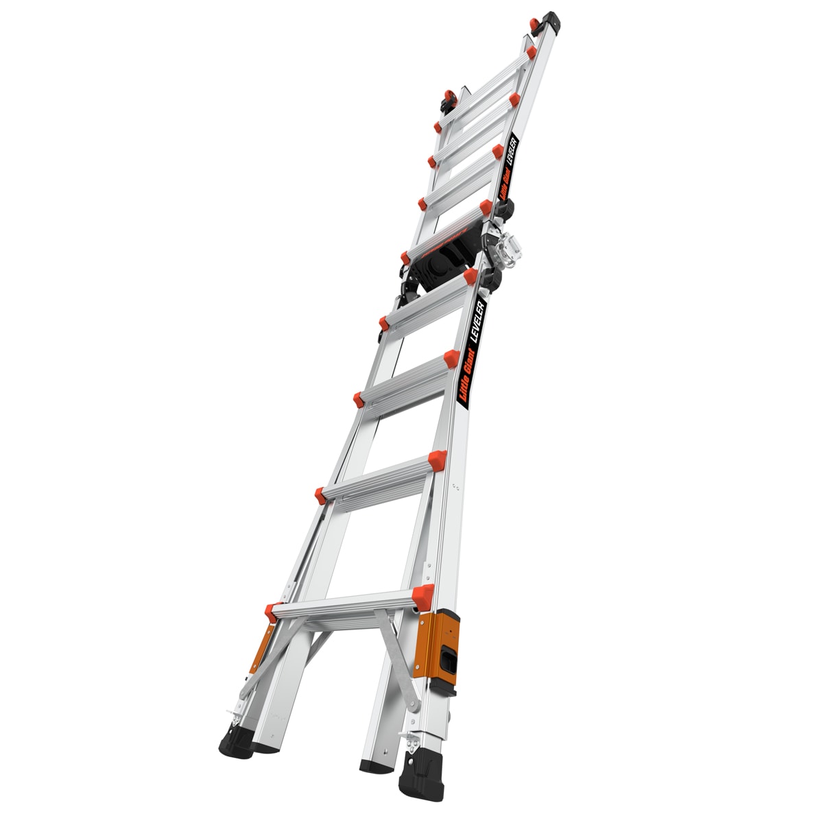 Leveler 2 M17 with Leg Levelers 18-ft Reach Type 1a- 300-lb Load Capacity Telescoping Multi-Position Ladder 16507T-803