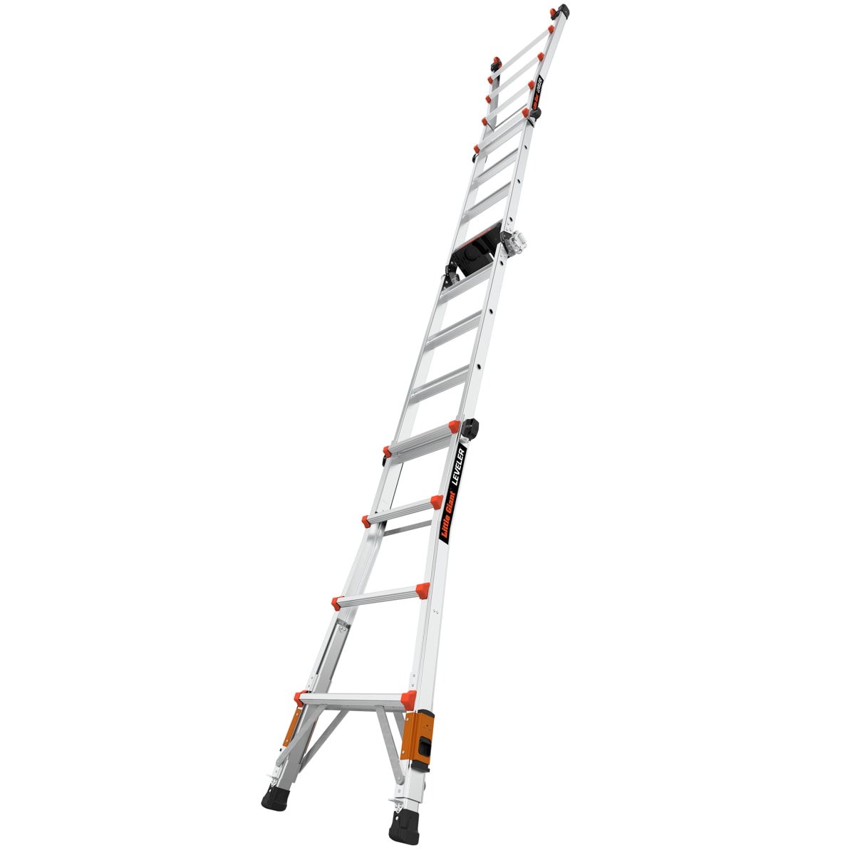 Leveler 2 M17 with Leg Levelers 18-ft Reach Type 1a- 300-lb Load Capacity Telescoping Multi-Position Ladder 16507T-803