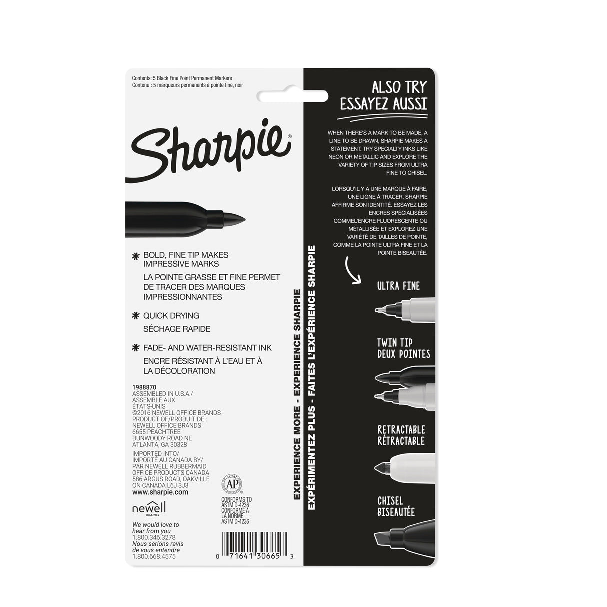 5-Pack Fine Point Black Permanent Marker 2090792