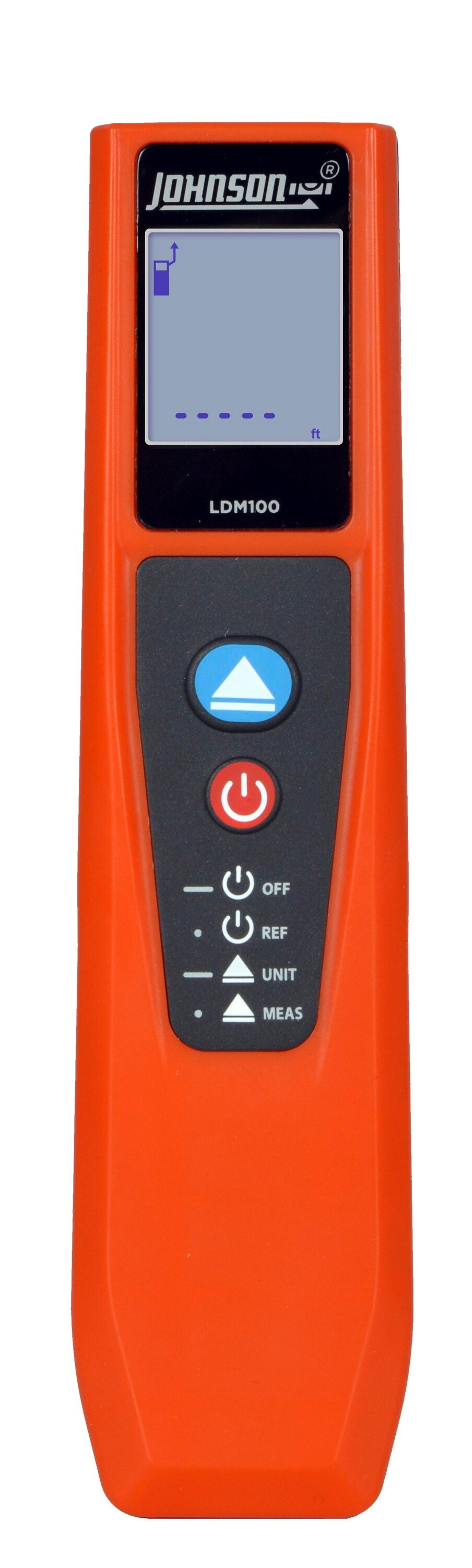 Laser Distance Measuring 100-ft Indoor/Outdoor Red Laser Distance Measurer with Backlit Display LDM100