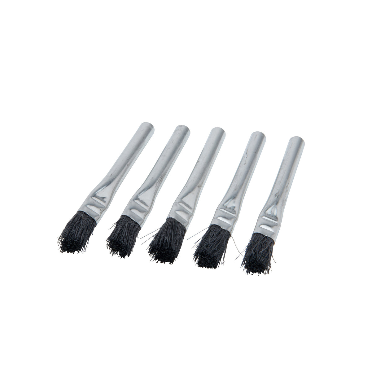 Acid Brush Set - Pack of 5 - Ideal for Flux Application and General Purpose Brushing - Short Steel Handle - Synthetic Black Bristles 331765