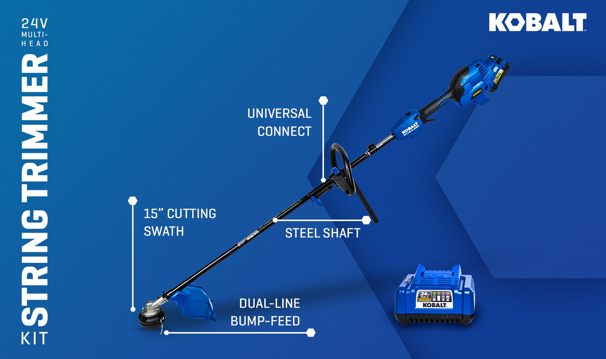 24-volt 15-in Split Shaft Attachment Capable Battery String Trimmer 4 Ah (Battery and Charger Included) KMS 1024A-03