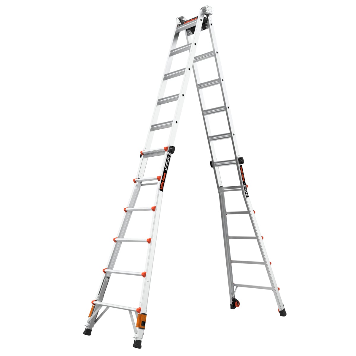 Leveler 2 M26 with Leg Levelers 25.1-ft Reach Type 1a- 300-lb Load Capacity Telescoping Multi-Position Ladder 16506T-803