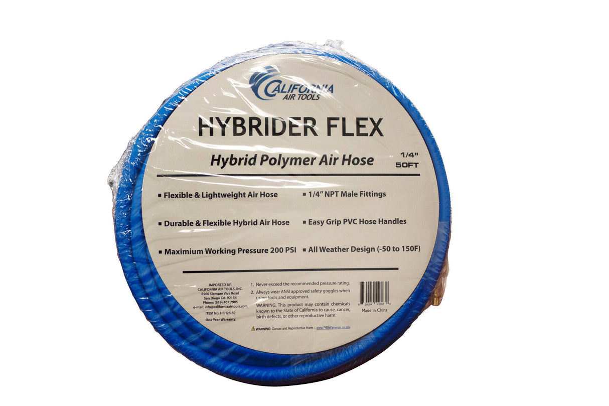 Hybrider Flex 1/4In 50Ft Hybrid Air Hose with Quick Connect Air Fittings HFH25.50