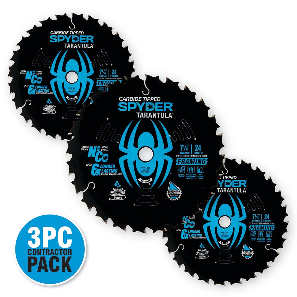 Framing 7-1/4-in 24-Tooth Rough Finish Tungsten Carbide-tipped Steel Circular Saw Blade Set (3-Pack) SPY-13050