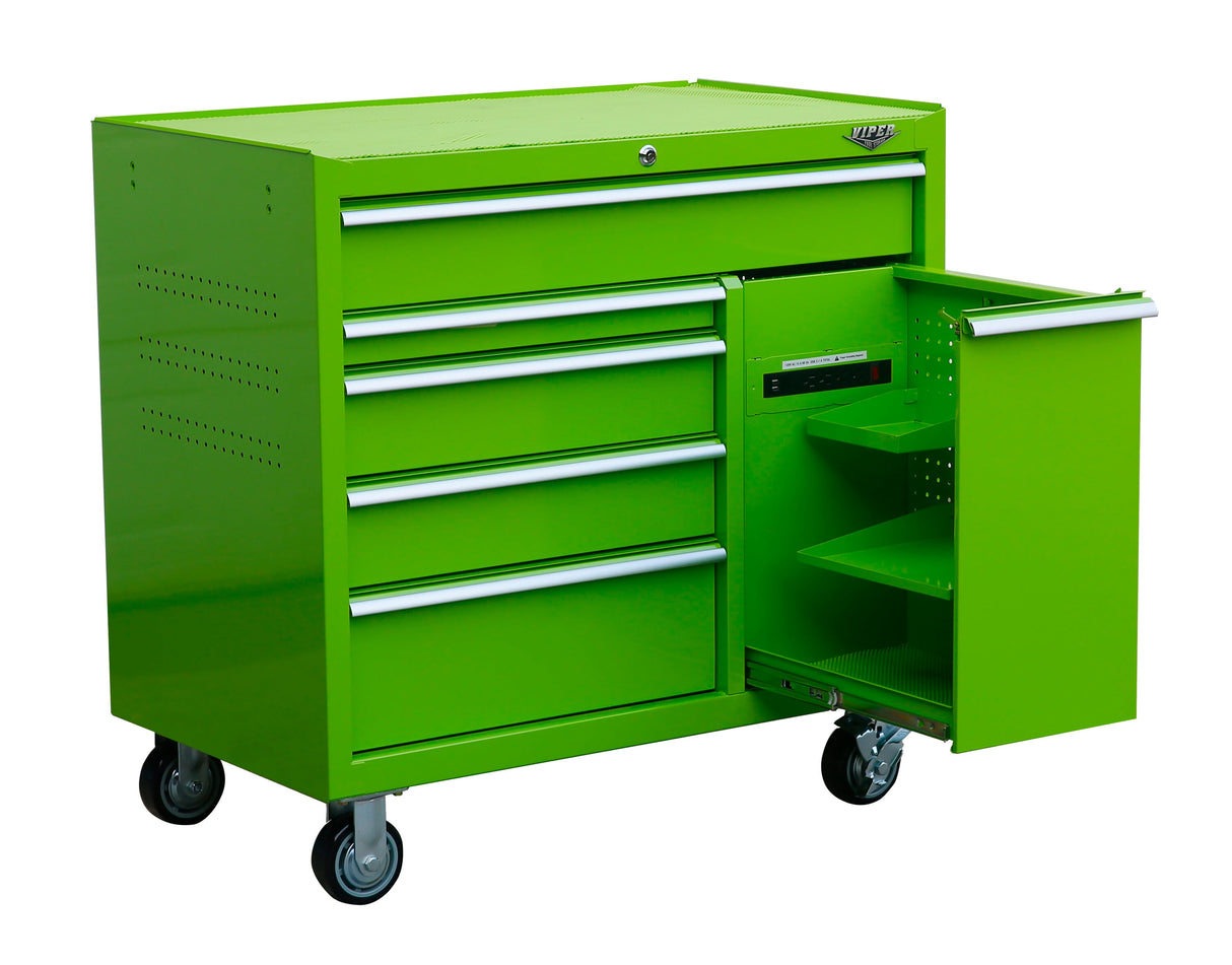 41.5-in W x 40.8-in H 6-Drawer Steel Rolling Tool Cabinet (Green) V4106LGR