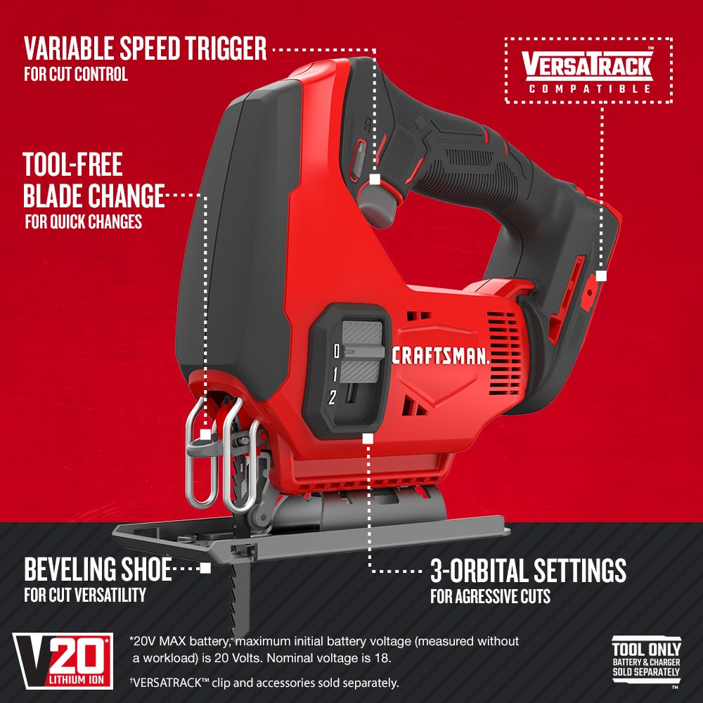 20V Max Variable Keyless Cordless Jigsaw No (Bare Tool) CMCS600B